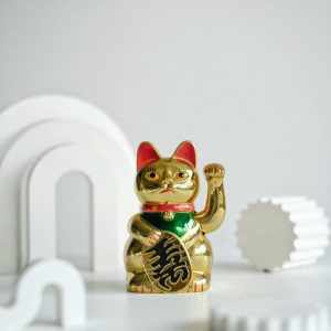 wooden lucky cat